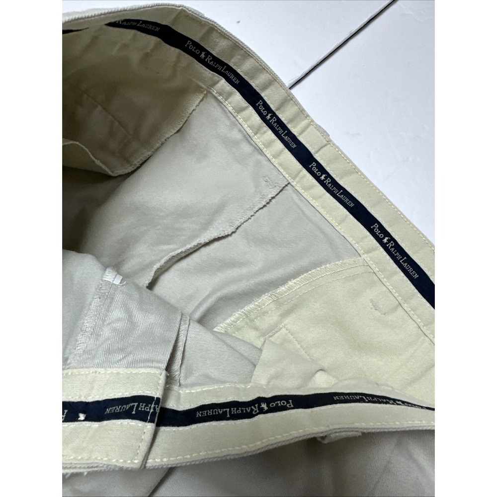 Polo Ralph Lauren Mens Pants Beige 34x32 Pant Pleated Cuffed Cotton - Picture 2 of 6